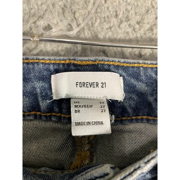 Forever 21 Women's Distressed Flare Jeans Size 27 Blue Y2K Casual Grunge NEW - Picture 9 of 12